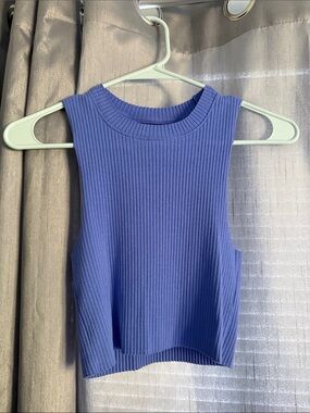 aerie Ribbed Tank Crop Top - Periwinkle Blue